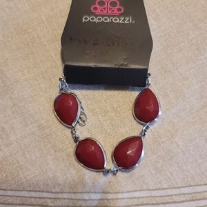 Paparazzi Deep Red Teardrop Bracelet